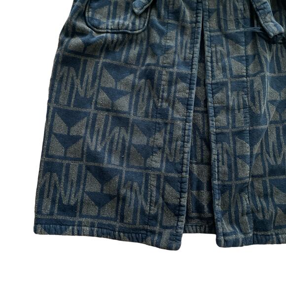 1990s VTG Gray Blue Heavyweight Terry Cloth Robe Turkish Bathrobe Size XL - Picture 3 of 6